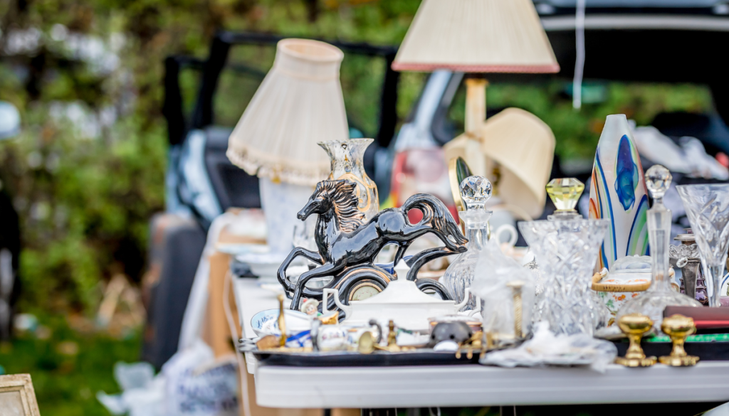 Successful car boot sale taking place in summer.