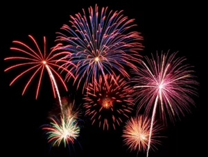 Fireworks display at night